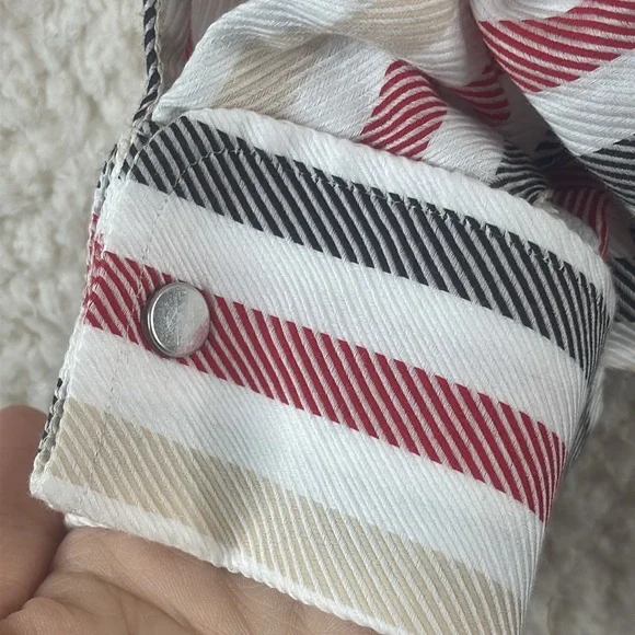 NWT Michael Kors Mens White Striped 100% Cotton Long Sleeve Button Shirt L LARGE - Picture 11 of 14